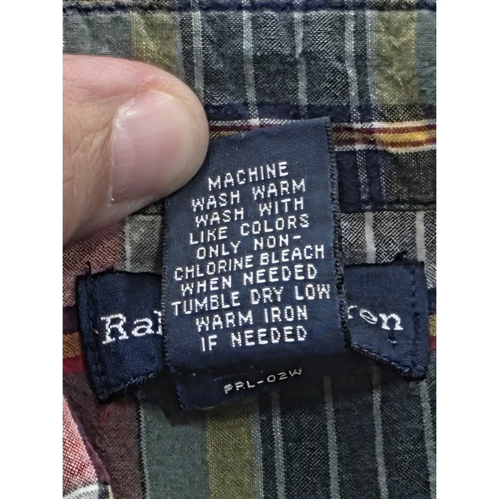 Ralph Lauren Vintage Boy's Multicolored w Red Pony Plaid Button Up Shirt. Sze XL